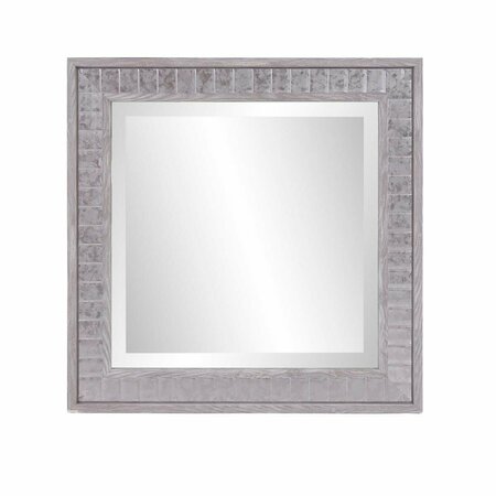 HOMEROOTS Warm Gray Faux Wood Square Mirror 401218
